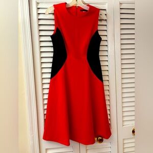 Vtg Tommy Hilfiger Vibrant Red & Black A line dress. Sz 6. has some stretch.
